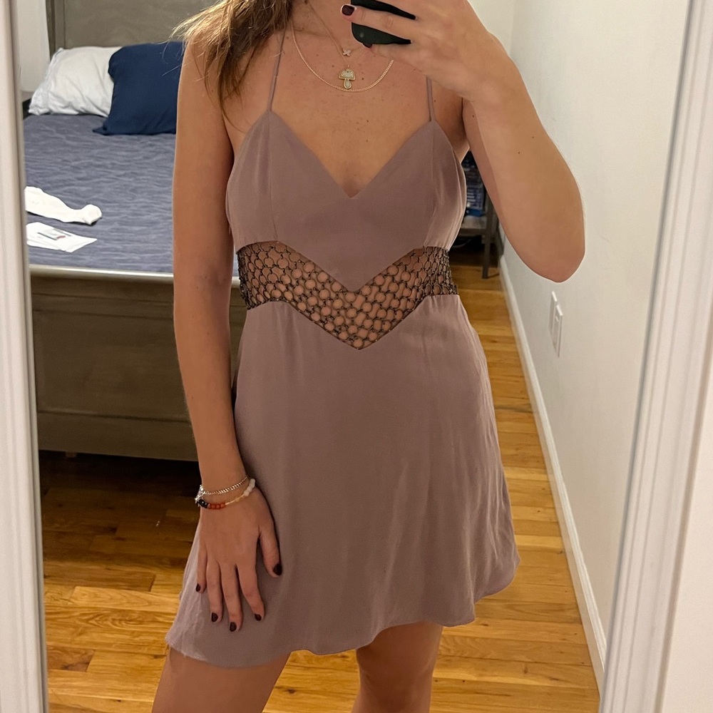 Mauve and Chain Link Mini Dress- “hours” brand from Revolve size small